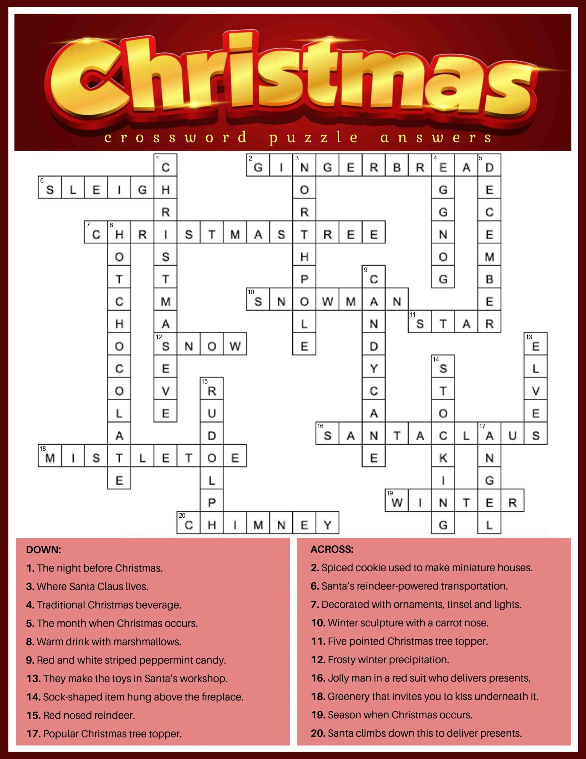 Free Christmas Crossword Puzzle Printable (PDF & JPG) Free Christmas Crossword Puzzle Printable (PDF & JPG)