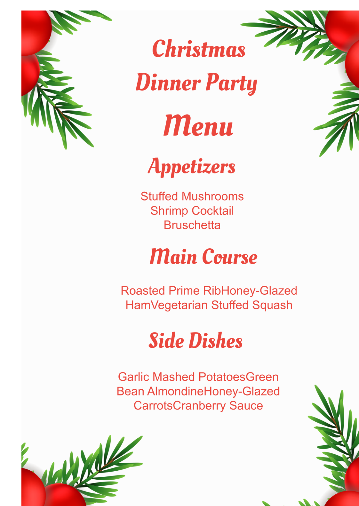 Free Christmas Menu Templates, Editable and Printable Free Christmas Menu Templates, Editable and Printable
