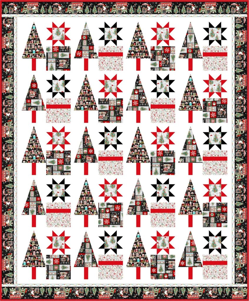 Free Christmas pattern for a quilt with trees and stars - Pieced Brain