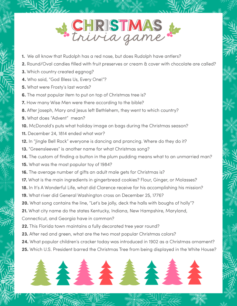 Free Christmas Trivia Printables Games for the Family! Lil Free Christmas Trivia Printables Games for the Family! Lil