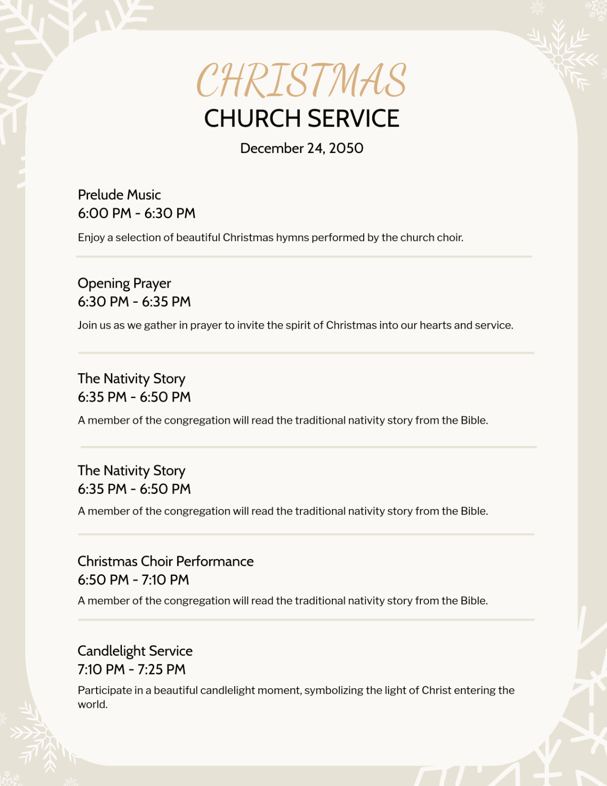 Free Church Program Templates, Editable and Printable