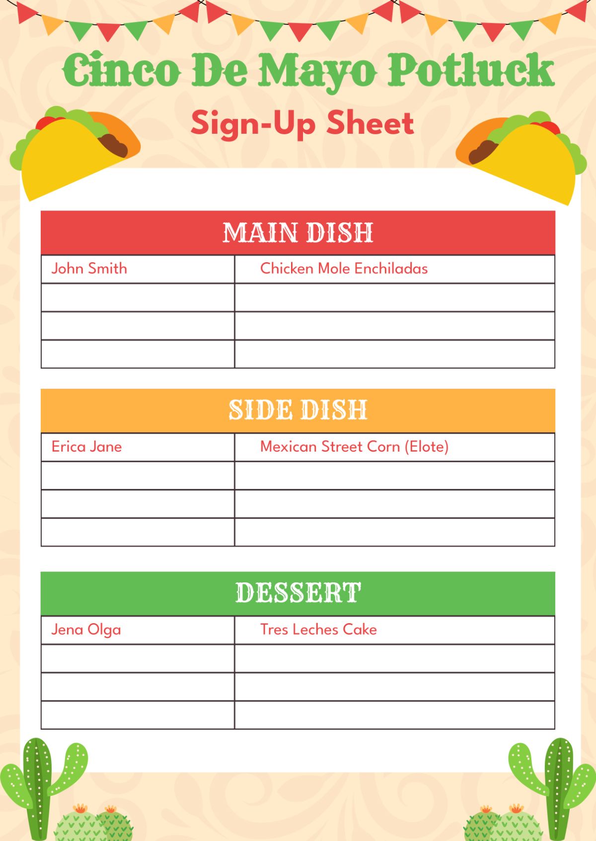 Free Cinco De Mayo Potluck Sign up Sheet Template to Edit Online Free Cinco De Mayo Potluck Sign up Sheet Template to Edit Online