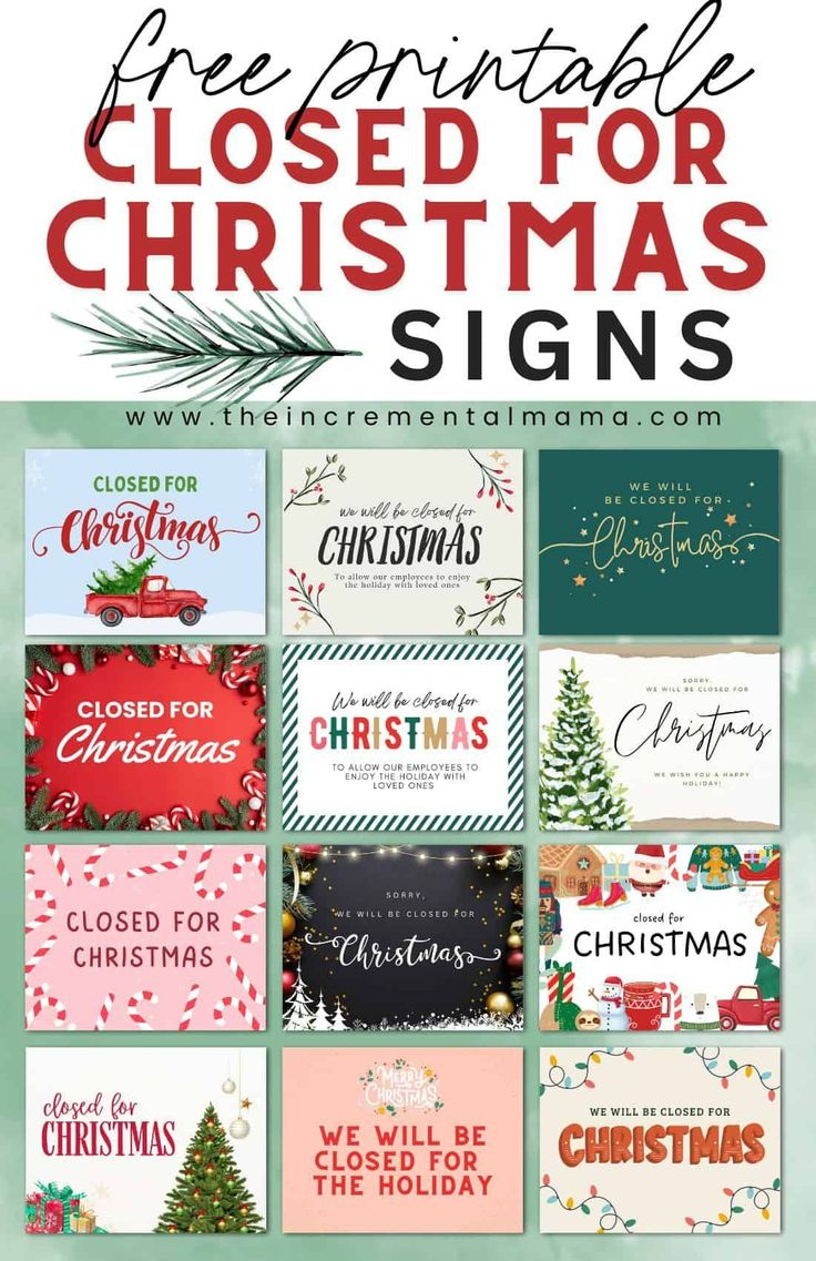 Free Closed for Christmas Sign Templates