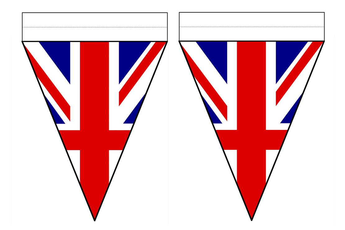 Free Coronation bunting templates: Union Jacks or red white and