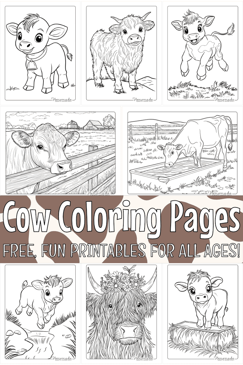 Free Cow Coloring Pages for Kids & Adults (PDF Printables)