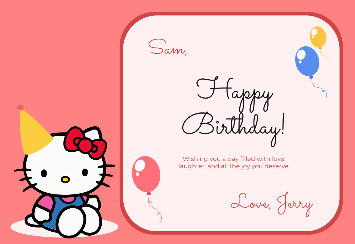 Free Creative Hello Kitty Card Template to Edit Online
