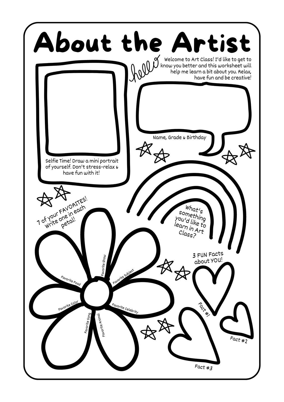 Free custom printable art worksheet templates - Worksheets Library