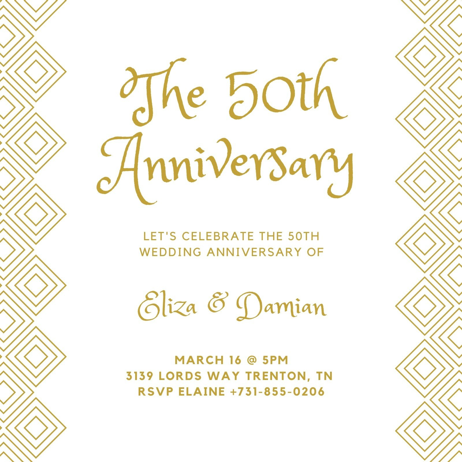 Free, custom printable th anniversary invitation templates  Canva