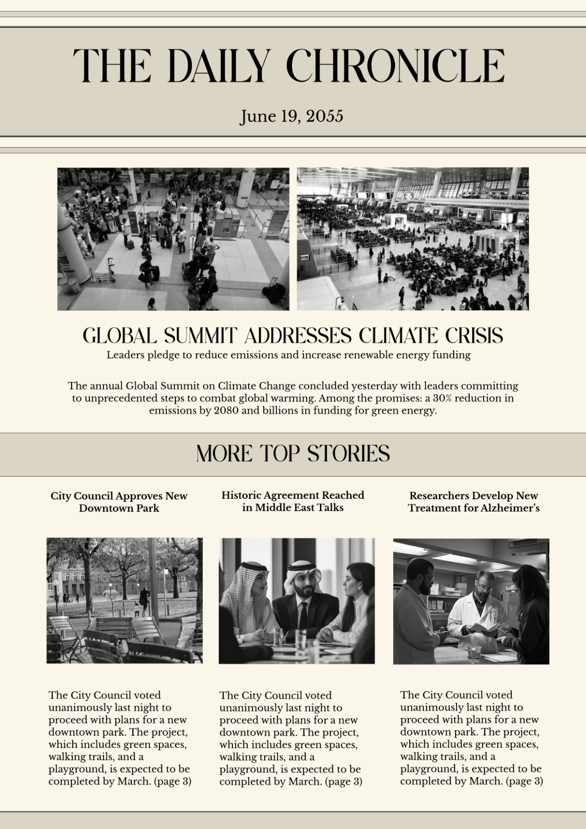 Free Daily News Newspaper Template to Edit Online