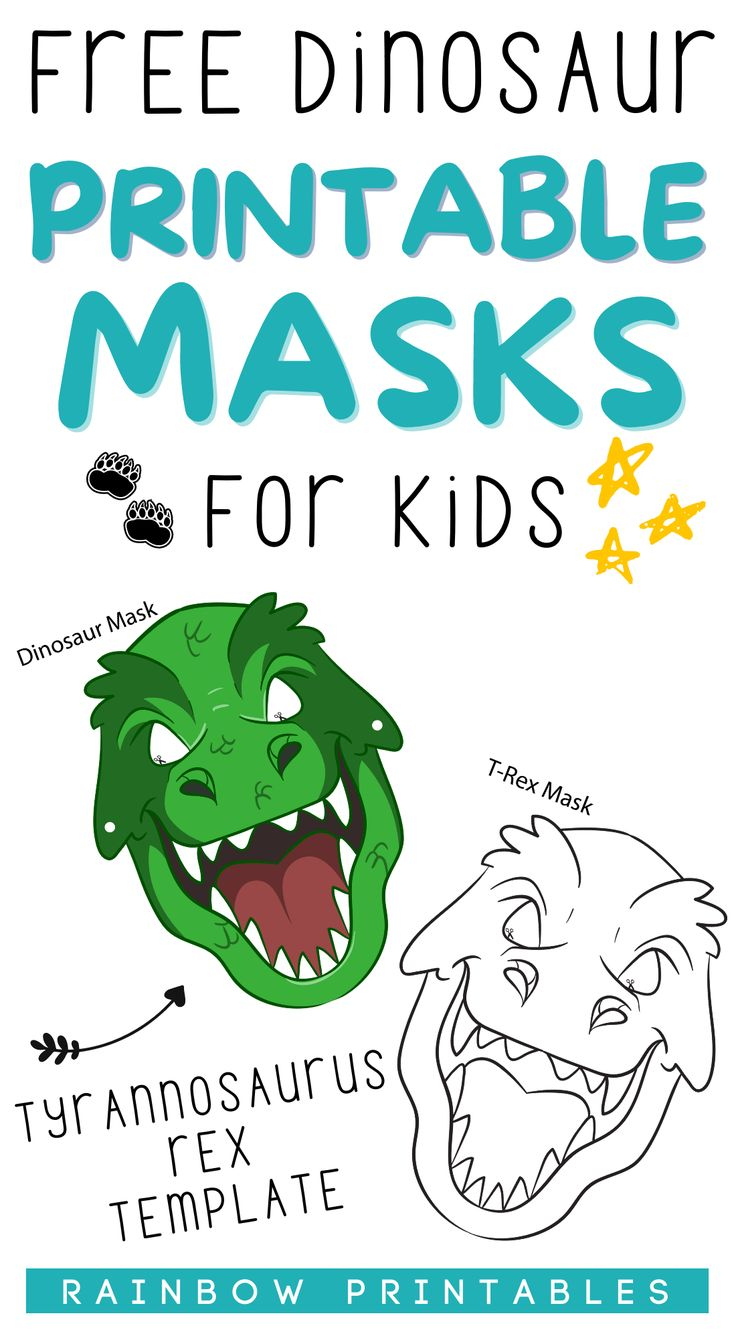 Free Dinosaur Paper Face Masks Printable Template for Kids