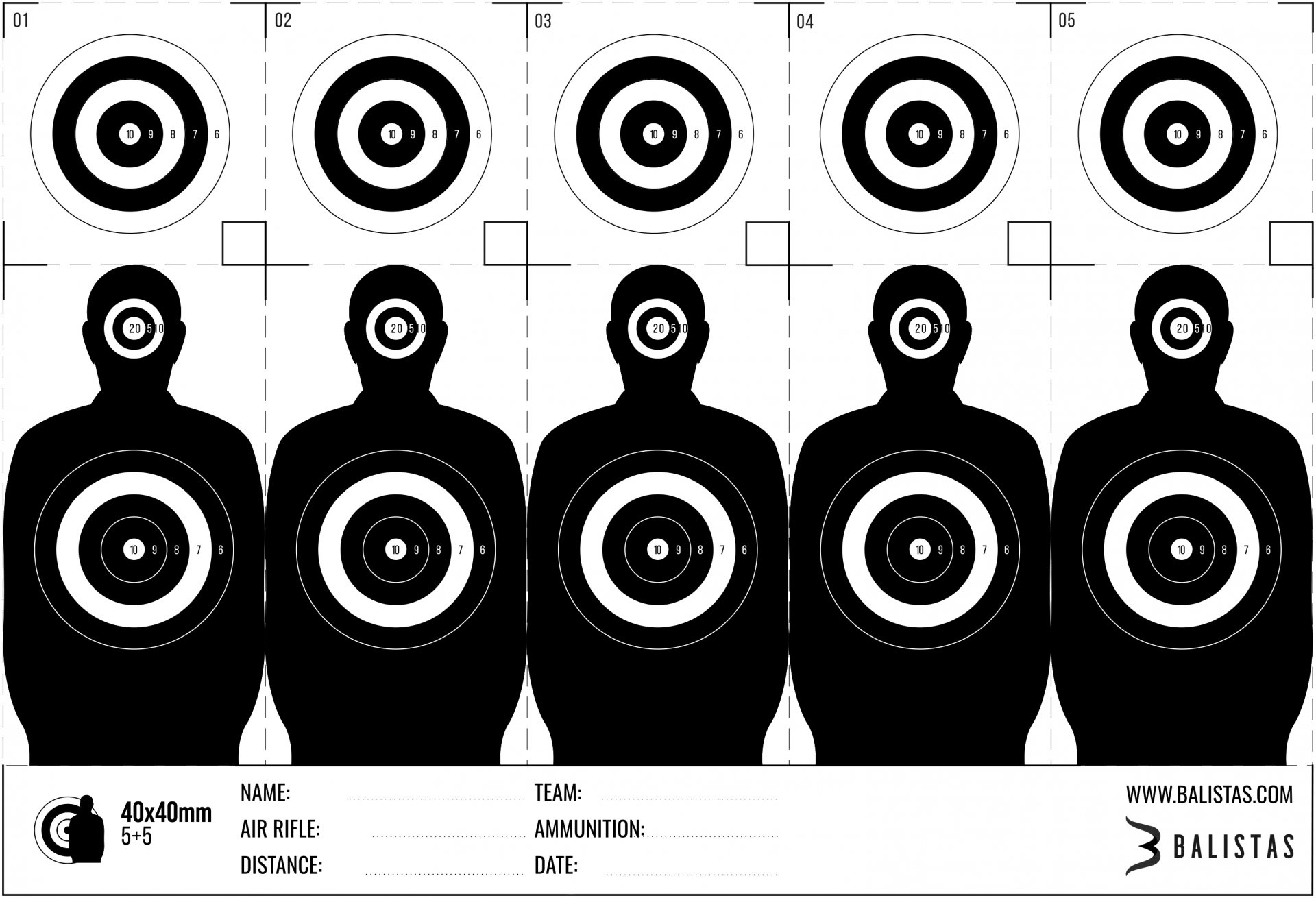 Free downloadable targets - for an air rifle, pistol and PCP rifle