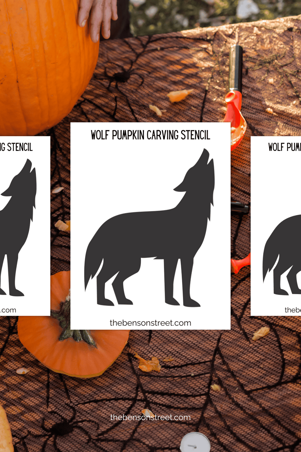 FREE Easy Printable Wolf Pumpkin Stencil for Carving - The Benson