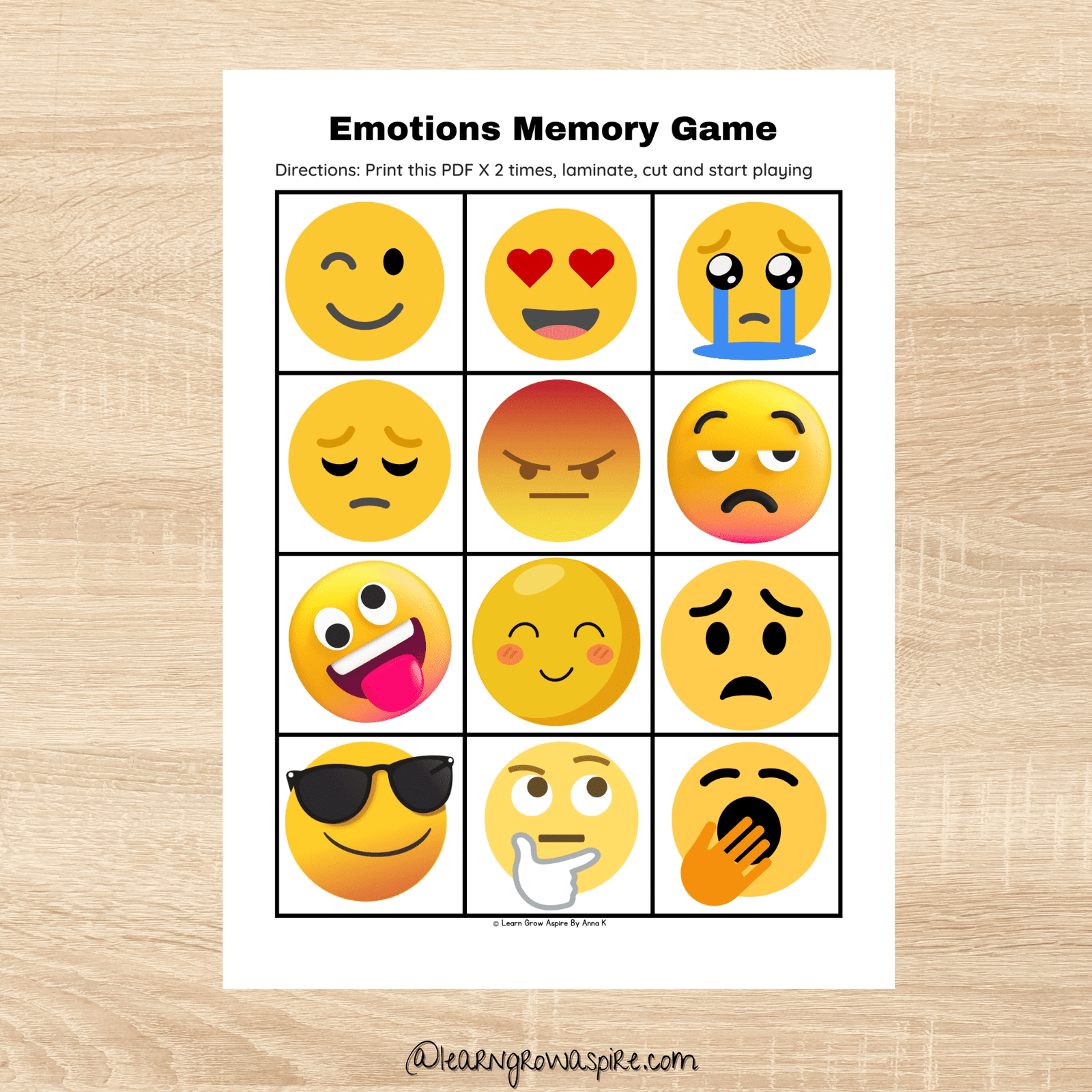 Free Emotion Matching Game Printable (FREE Download)  Learn Grow