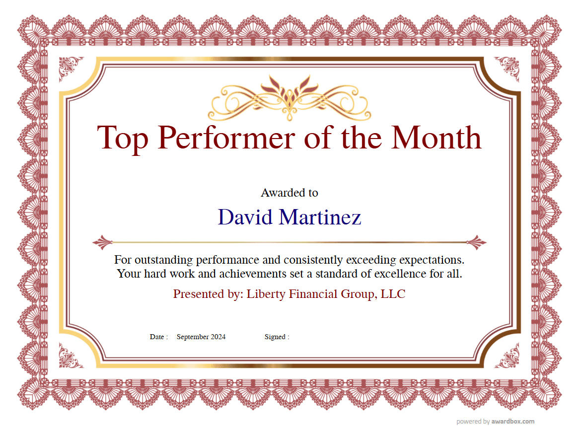 Free employee of the month certificate templates