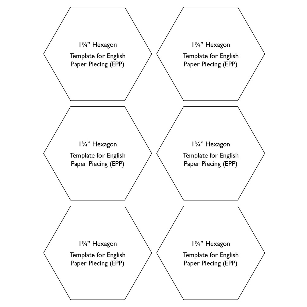 Free EPP Hexagon Template  ¾″ Paper Piecing Pattern