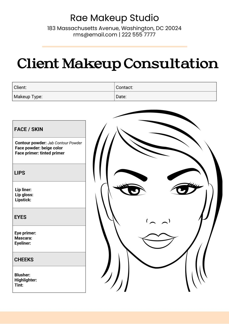 Free Face Chart Templates, Editable and Printable Free Face Chart Templates, Editable and Printable
