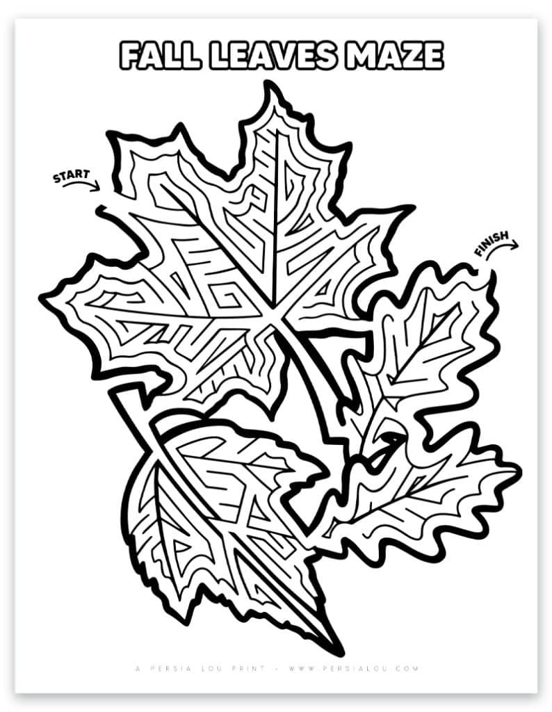 Free Fall Maze Printable Worksheets - Autumn Leaves