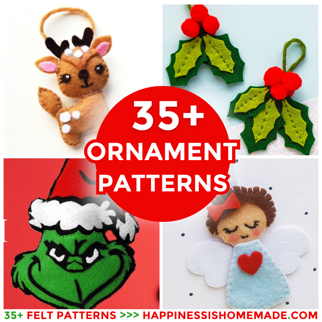 + Free Felt Christmas Ornament Patterns - Happiness is Homemade
