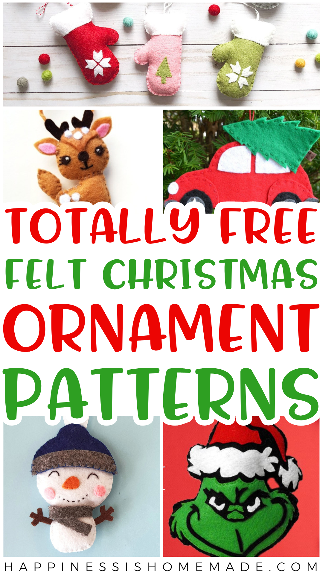 + Free Felt Christmas Ornament Patterns - Happiness is Homemade