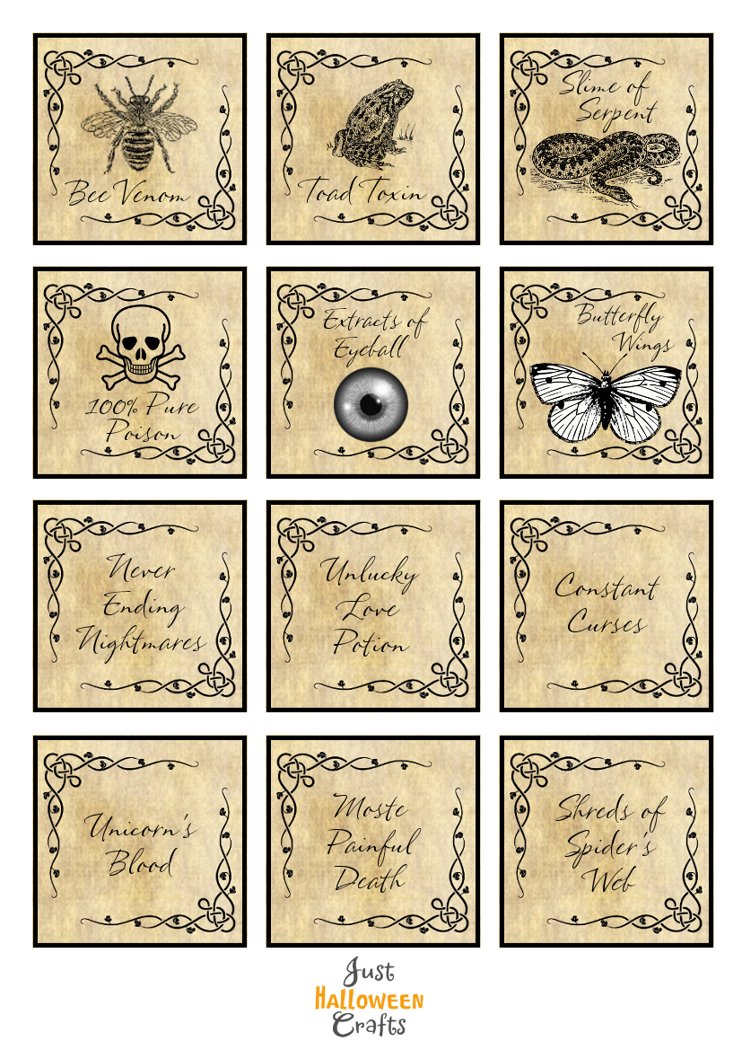 Free Halloween Potion Bottle Labels to Print