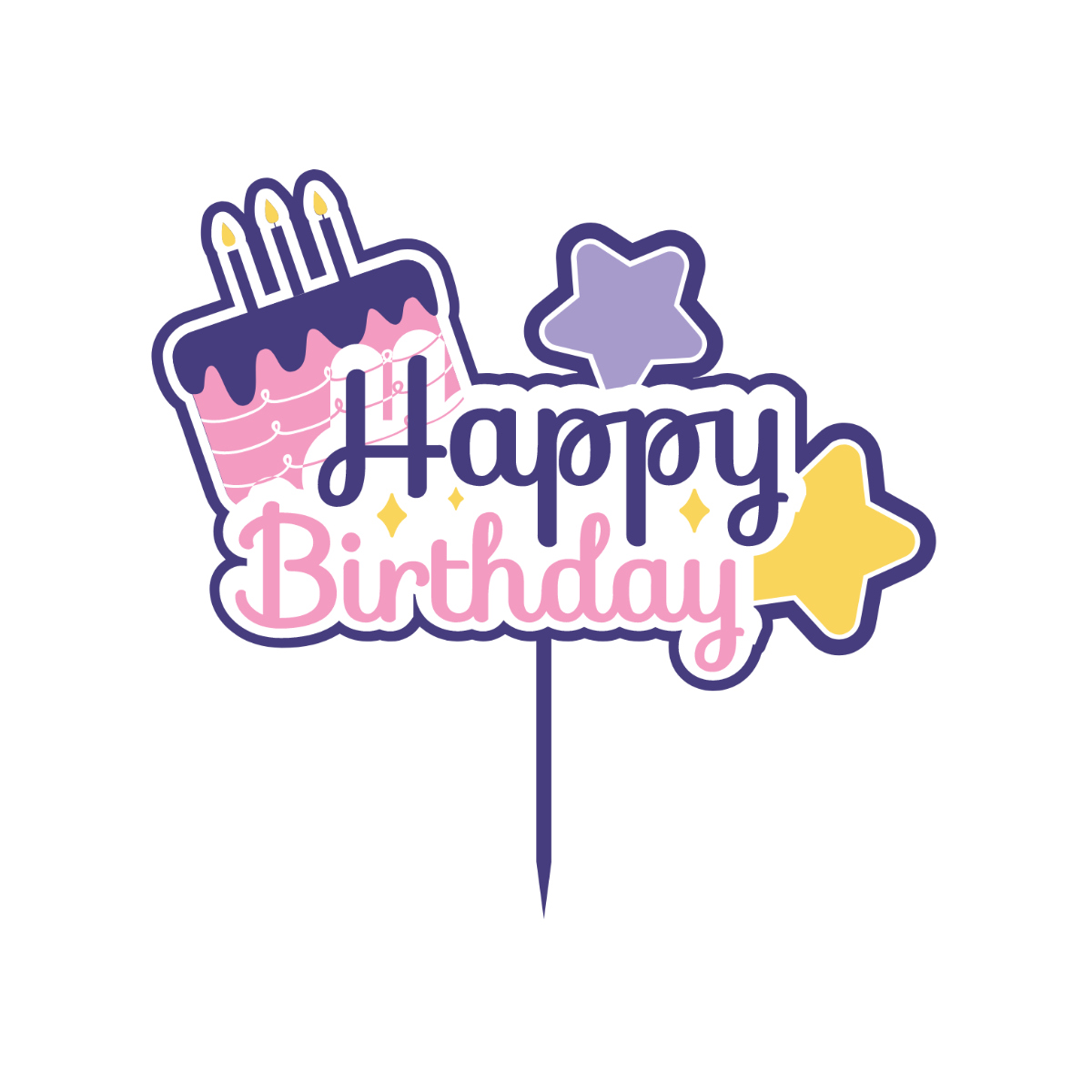 Free Happy Birthday Cake Topper Clipart Template to Edit Online