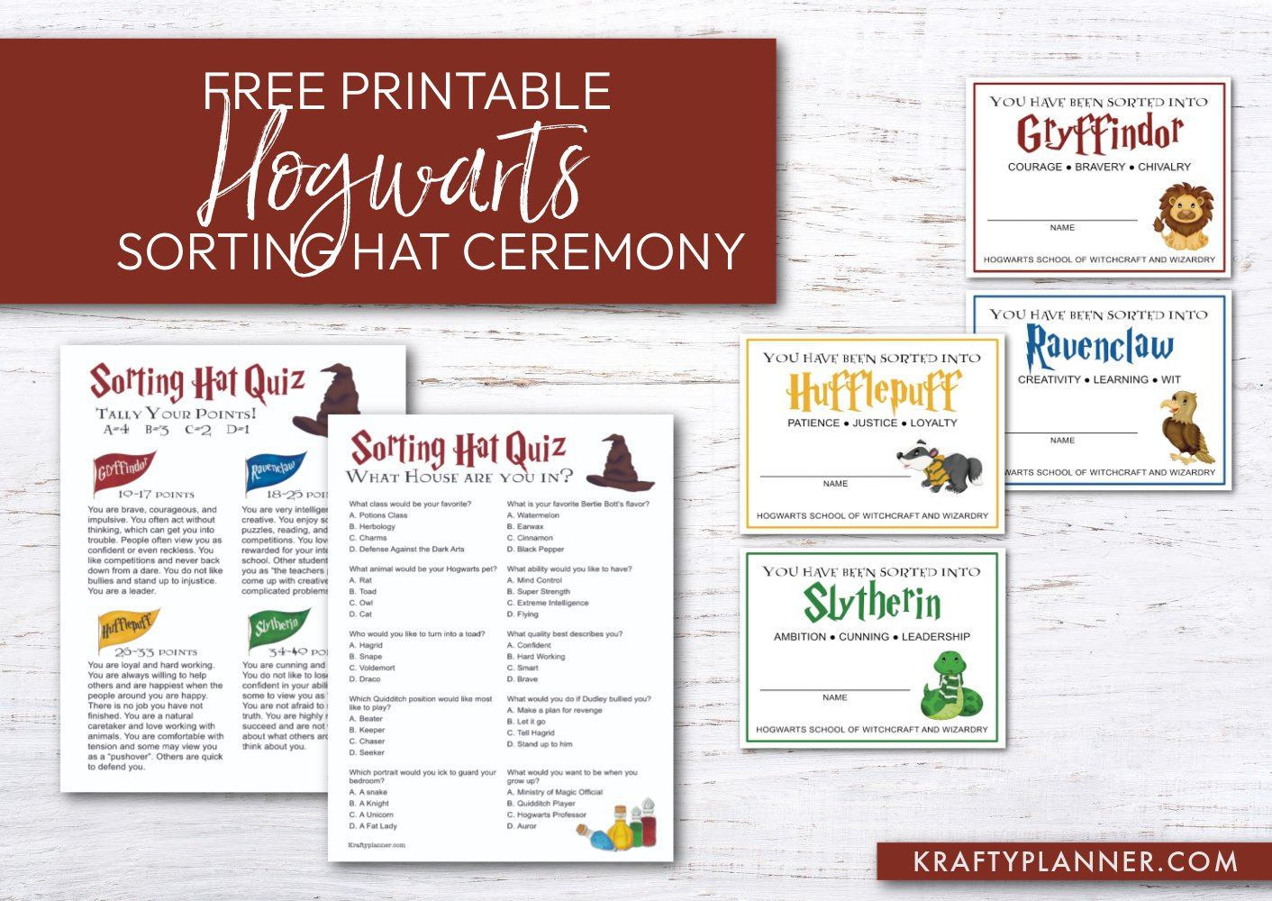 Free Hogwarts Sorting Hat Ceremony — Krafty Planner