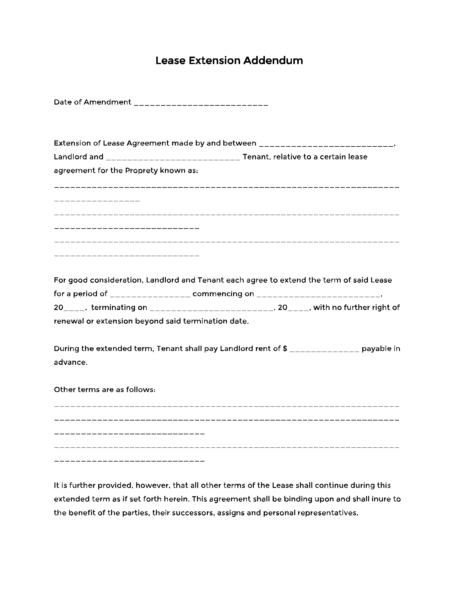 Free Lease Extension Agreement Template (PDF Sample) - CocoSign