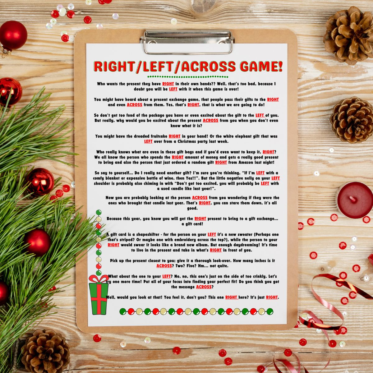 FREE Left Right Across Christmas Game Printable ( Options FREE Left Right Across Christmas Game Printable ( Options