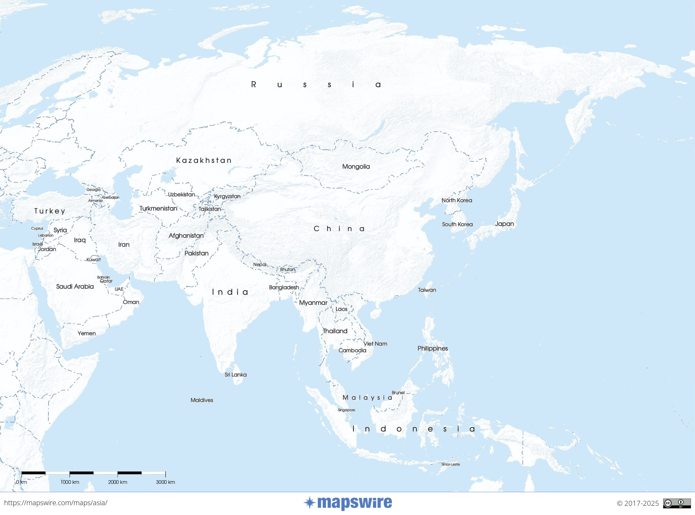 Free Maps of Asia  Mapswire