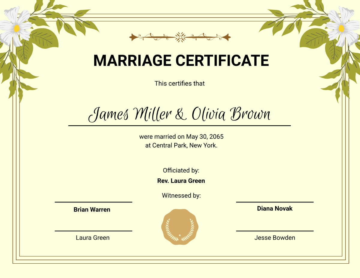 Free Marriage Certificate License Template to Edit Online
