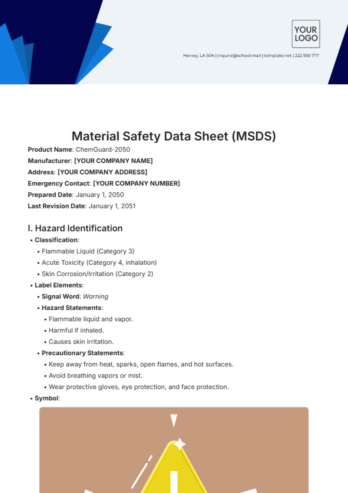 Free Material Safety Data Sheet (MSDS) Template to Edit Online Free Material Safety Data Sheet (MSDS) Template to Edit Online