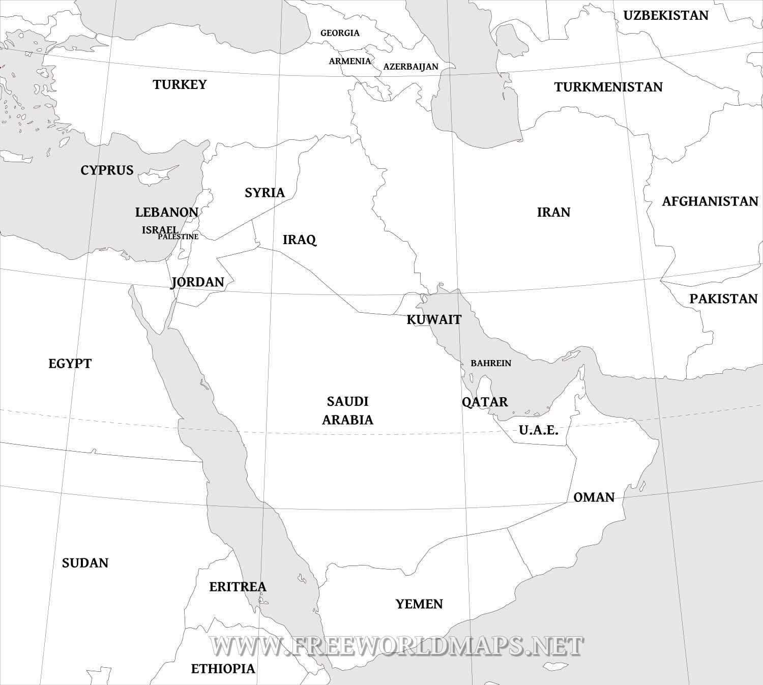 Free Middle East Maps – by Freeworldmaps