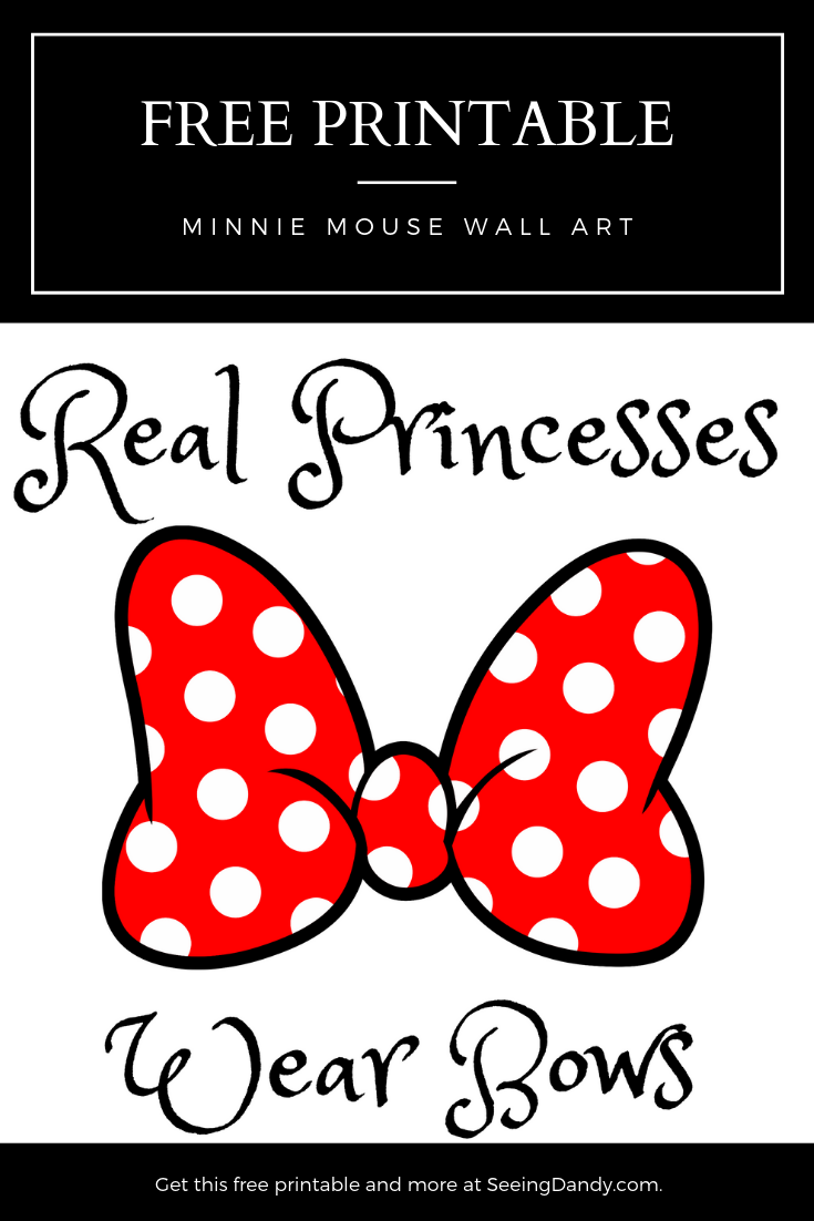 Free Minnie Mouse Bow Printable Wall Art - Seeing Dandy Blog