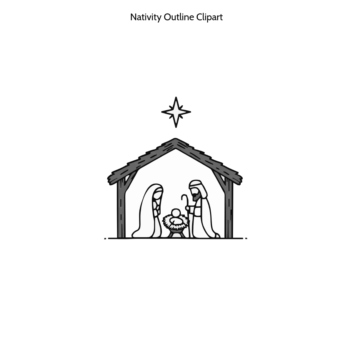 Free Nativity Outline Clipart Template to Edit Online