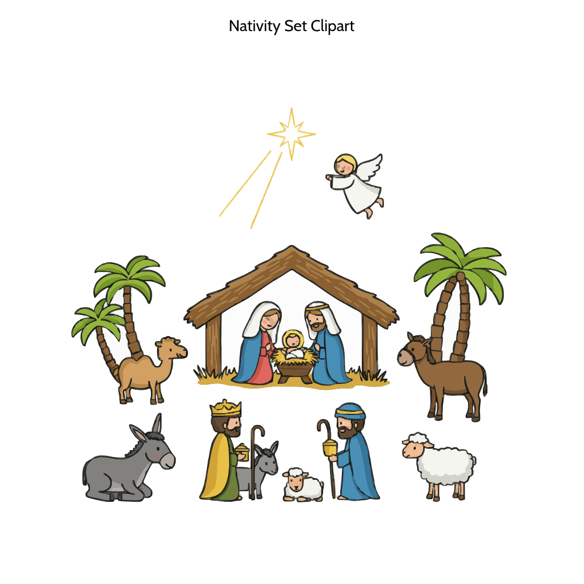 Free Nativity Set Clipart Template to Edit Online