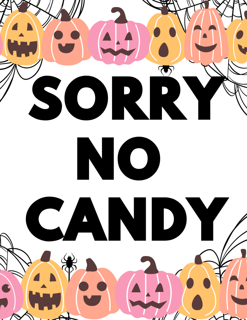 Free No Candy Halloween Sign Printable Templates - This Tiny