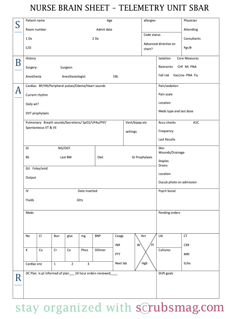 Free nursing report sheet template: Fill out & sign online  DocHub
