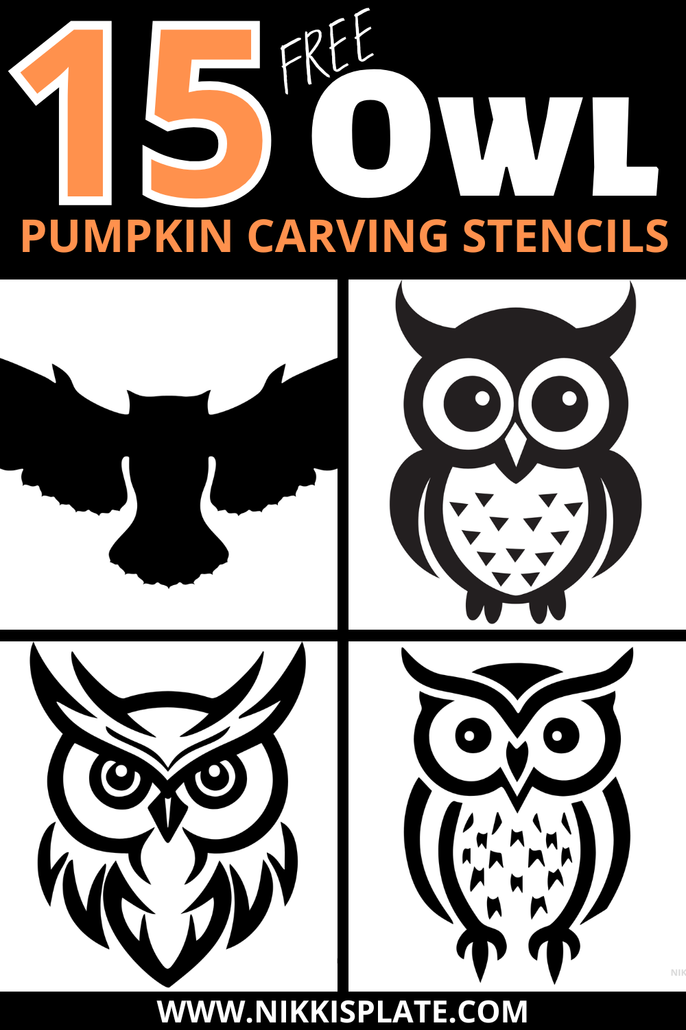 FREE Owl Pumpkin Carving Stencils (Printables) - Nikki