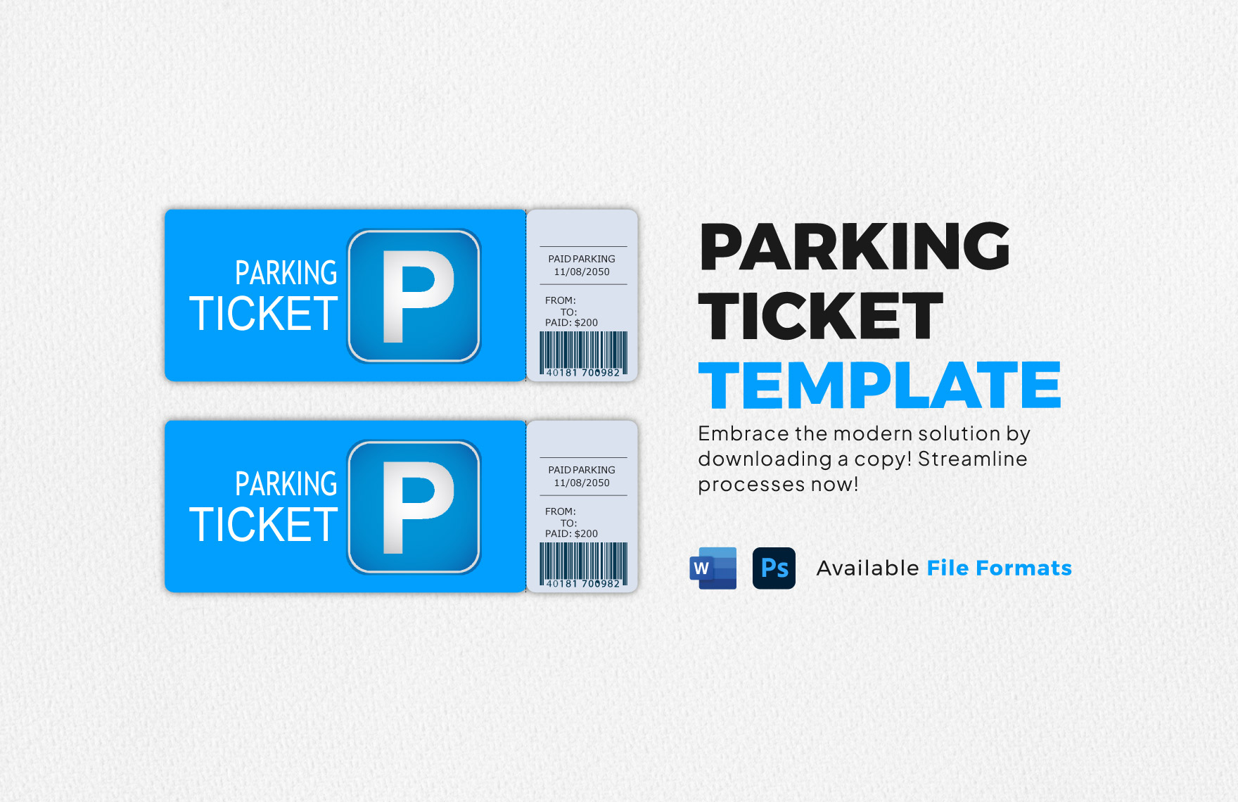 Free Parking Ticket Template in Word, PSD - Download  Template