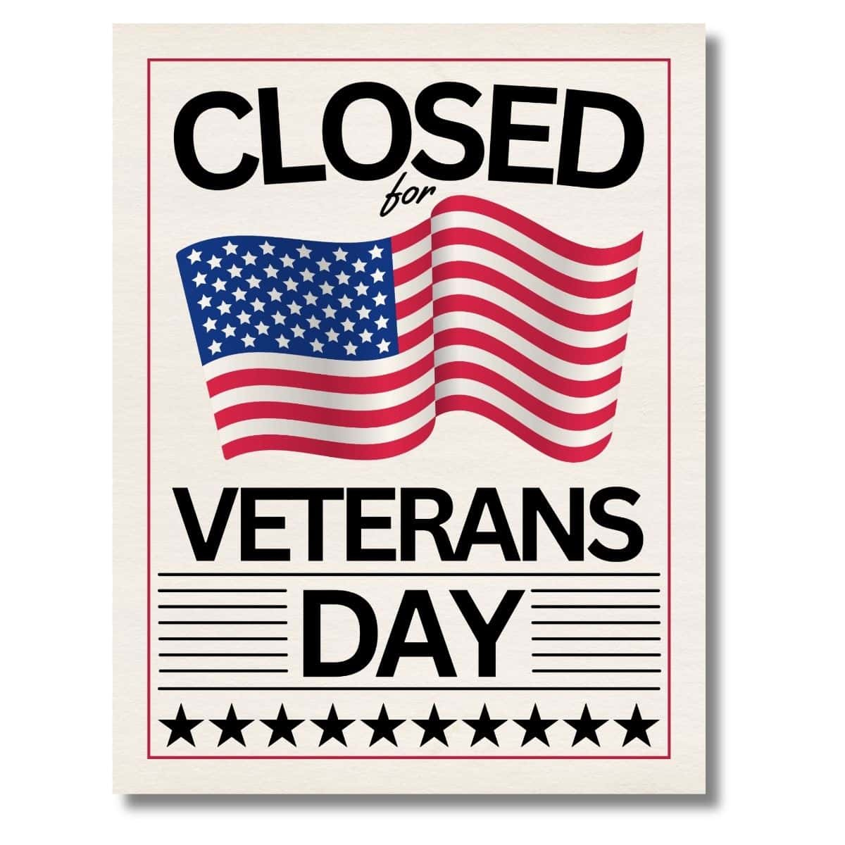 FREE Patriotic Veterans Day Closed Sign PDF FREE Patriotic Veterans Day Closed Sign PDF