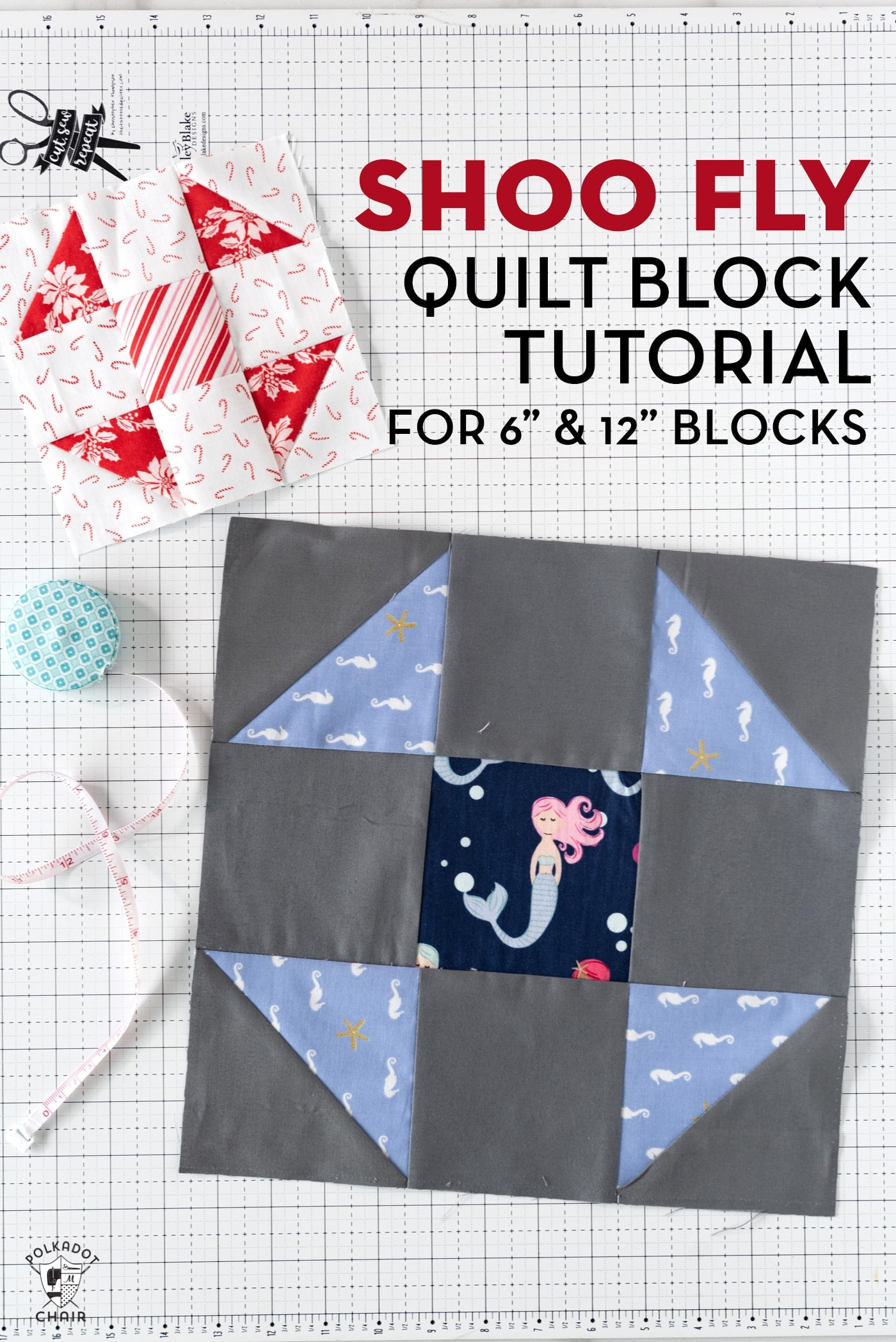 Free Pattern for a  and  inch Shoo Fly Quilt Block  Polka Dot
