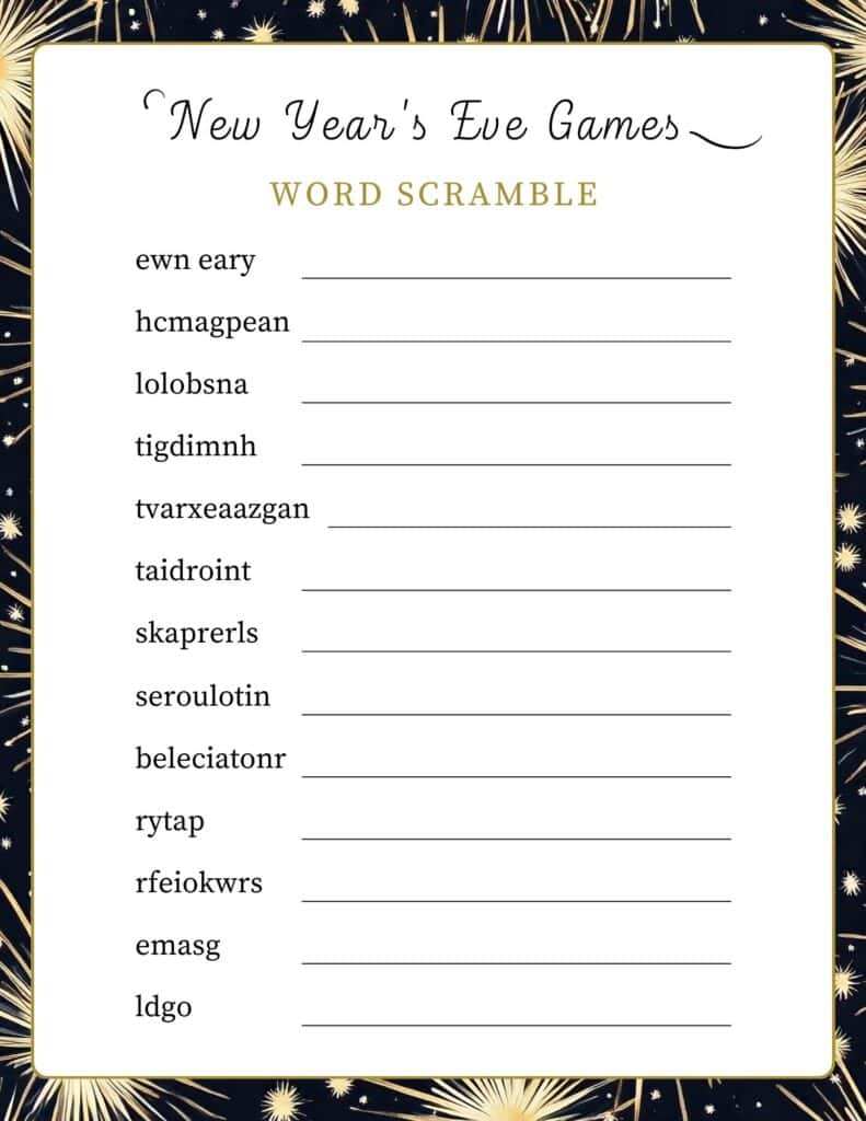 Free Printable Adults New Year