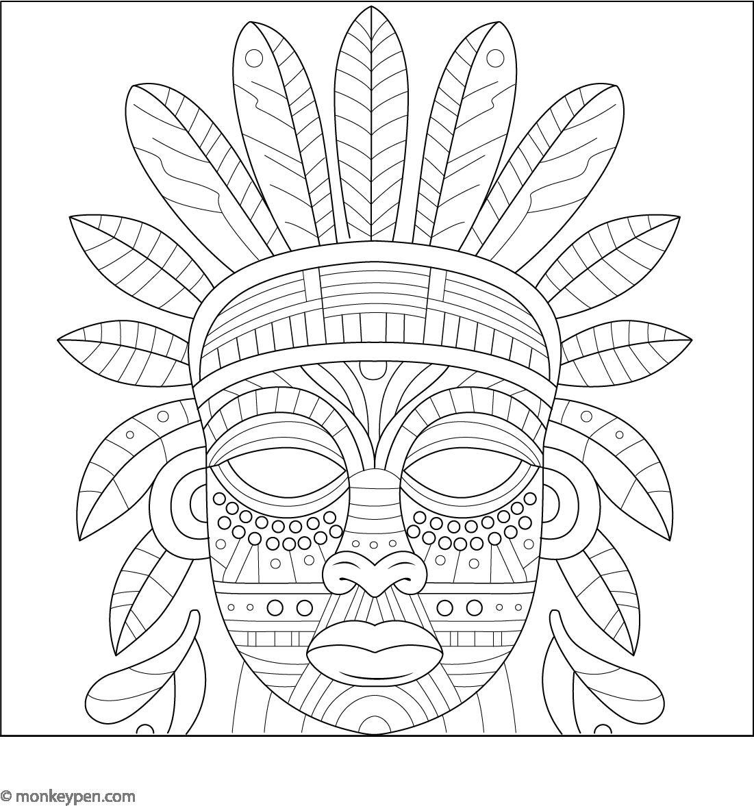 Free Printable African Mask Coloring Page for Kids Fun