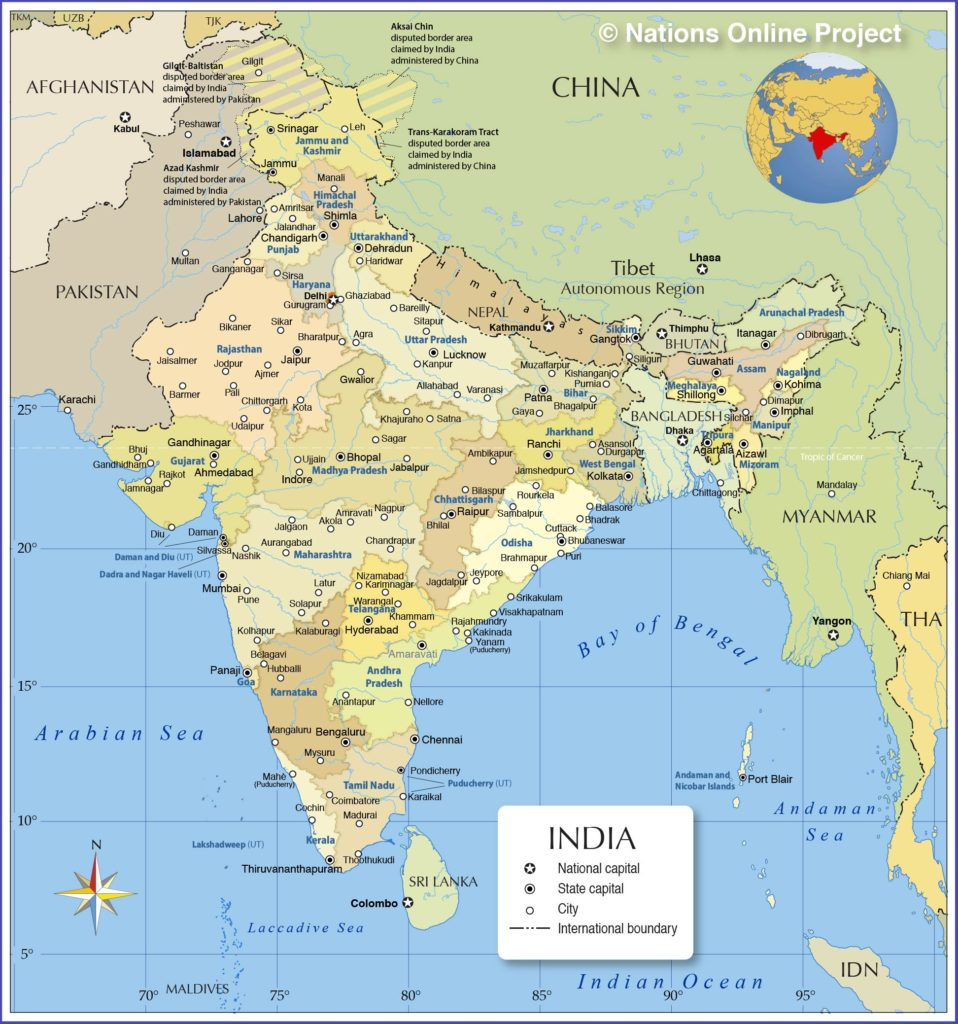 Free Printable And Blank India Map With States & Cities Free Printable And Blank India Map With States & Cities