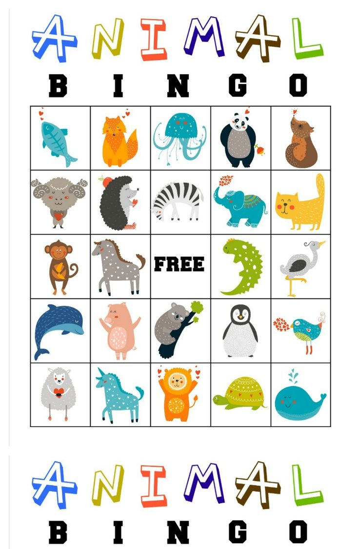Free Printable Animal Bingo Cards for Toddlers and Preschoolers