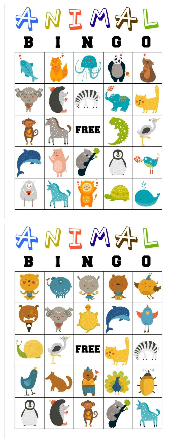 Free Printable Animal Bingo Cards for Toddlers and Preschoolers