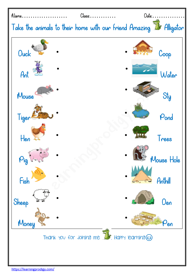 Free Printable Animal Habitats WorksheetLearning Prodigy Science