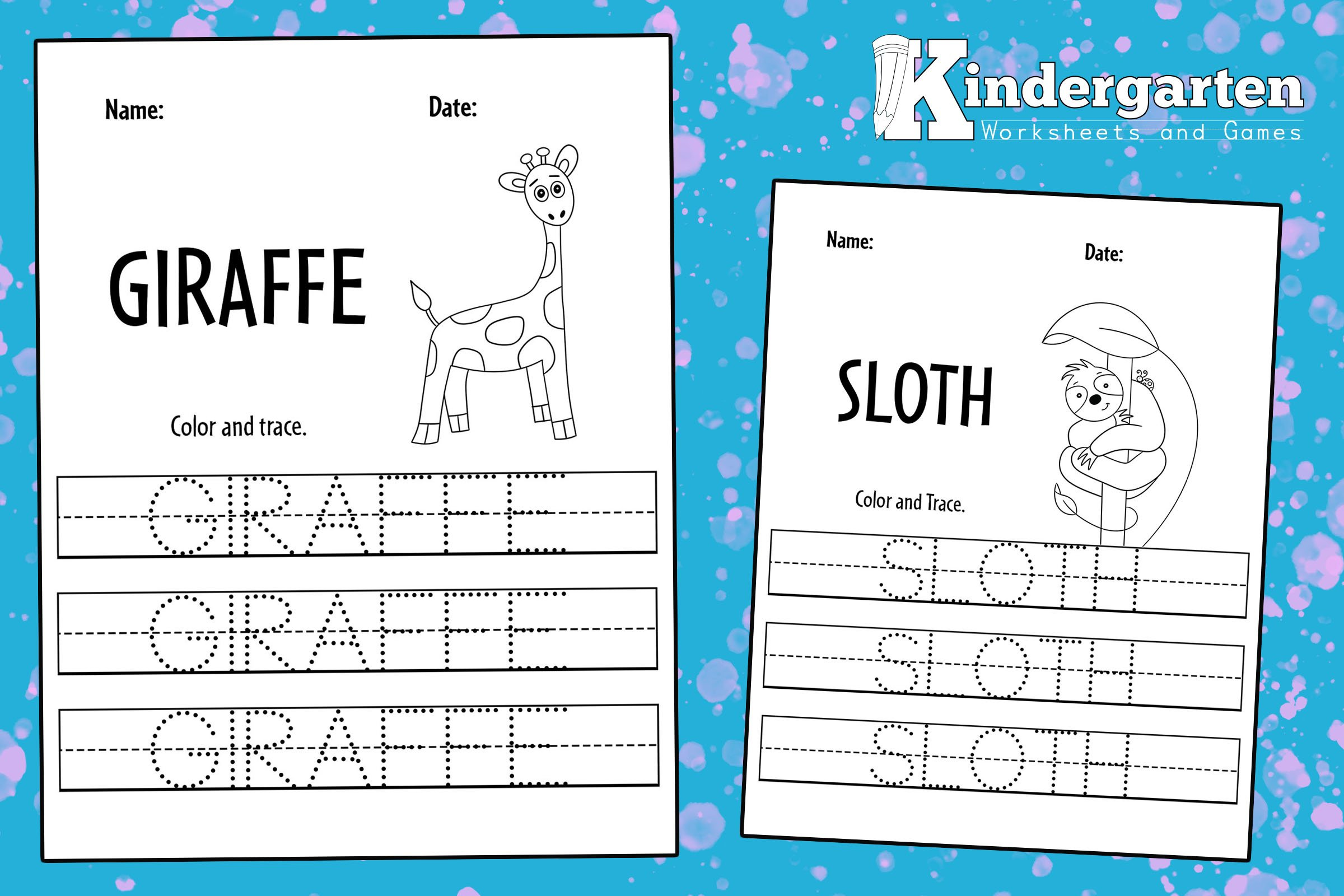 🐘 FREE Printable Animal Tracing Worksheets Activity for Kindergarten