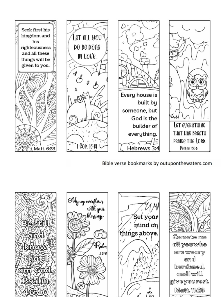 Free Printable Bible Verse Coloring Bookmarks  PDF