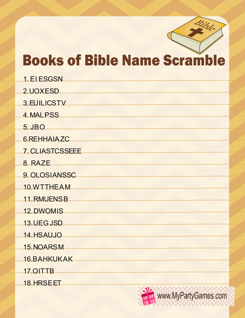 Free Printable Bible Word Scramble Puzzles